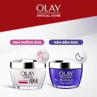 Combo Kem Dưỡng Ban Ngày OLAY LUMINOUS NIACINAMIDE AHA Dưỡng Sáng Da Hũ 50G + Kem Dưỡng Ban Đêm OLAY