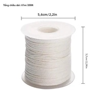 1 Cuộn 200 Feet 61M Bấc Nến Dệt Cotton Trắng Để Làm Nến DIY - Vật Dụng Làm Nến