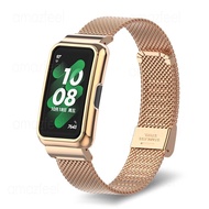 [HOT JUXXKWIHGWH 514] สำหรับ Huawei Band 7/6/6 Pro สมาร์ทนาฬิกาสแตนเลสสร้อยข้อมือโลหะสำหรับ Honor Band 6สายคล้องเคส Shell