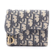【二手】Dior 三折錢包 馬鞍蓮花 S5912CTZQ 海軍藍帆布 馬鞍睡蓮錢包 女士二手 B