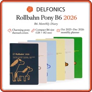 Delfonics Rollbahn Diary 2026 “Pony” B6 Monthly Planner - 15-Month (Oct 2025-Dec 2026) Notebook, 6 C