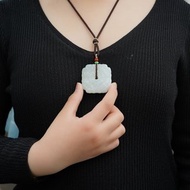 天然新疆和田玉羊脂玉四面獸平安扣方扣吊墜寓意守護平安