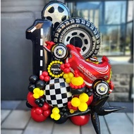 64pcs Car Truck Theme Race Car Balloon Set Wheel Tire Balloons 1-9th Birthday Party Decorations for 
