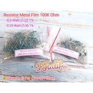 (10 Pcs) 100K Ohm Resistor Metal Film 100 Kilo Ohm 0.5 0.5 1/2 0.25 0.25 1/4W Watt Current Resistanc