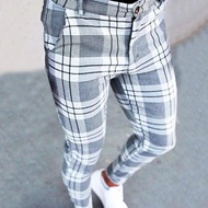 Cargo Pants Men Plus Size Plaid Print Pants Stretch Feet Pants With Pockets Streetwear Male Sports Sweatpants Pantalones Hombre