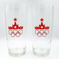 Pair beer glasses USSR Olympic Games Moscow 1980