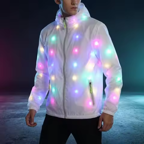 Waterproof LED Light Jacket Adult Rave Dance Performance Costume Night Run Flash Fancy Clothes For H