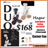 $168 Bestar Duo/Duo Hagar 16inch DC Designer Corner Ceiling Fan -Swing Left to Right-Great wind