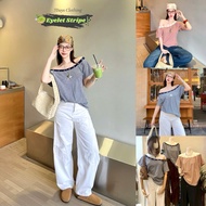 7days Clothing-Eyelet Stripe Striped Shirt