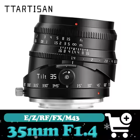 TTArtisan 35mm F1.4 Tilt Lens APS-C MF 360° Rotating Shift Lens for Sony A7M2 ZVE-10 Fuji X-T3 Nikon