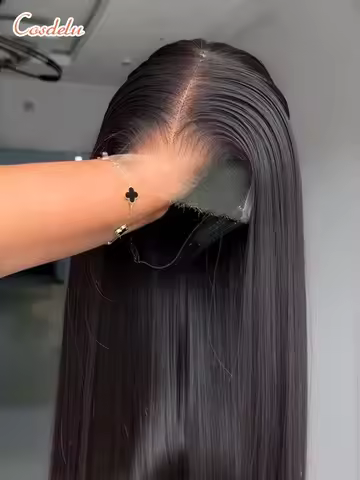 220 Density 30 32 40 Inch Wear Go 5x5 Straight Closure Glueless Wig 13x4 13x6 HD Transparent Lace Fr