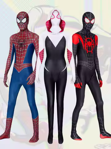 Cosplay Miles Morales Gwen Stacy Sam Raimi Superhero Jumpsuit Carnival boy Girl Costume Adult Child 