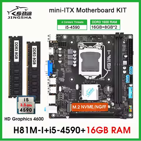 H81 itx Motherboard processor and memory kit core i5 4590 + 16G RAM placa mae LGA 1150 ddr3 PC mothe