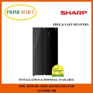 SHARP SJ-SS60G-BK 599L SIDE-BY-SIDE REFRIGERATOR - 2 YEARS SHARP WARRANTY + FREE DELIVERY