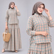 KATUN Finna MuslimahWanita Skirt Set - Simple Plaid Haruka Cotton Cool MaterialELEGAN