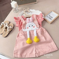 (SN6) Set áo kẻ tay tiên kèm yếm thỏ trắng tai dài cho bé gái