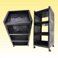 Multipurpose 4-Tier Plastic Shelf - Full Black Yoyo Shelf, Anti-Termite & Easy to Assemble