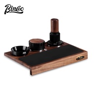 BINCOO Walnut Coffee Tamper Set Italian Coffee Tamper Cloth Powder Distributor Powder Receiving Ring