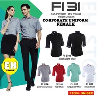 F131 Female Corporate Uniform 3/4 Sleeve - Black / Red / White/ Turquoise / Dark Grey Baju Korporat 