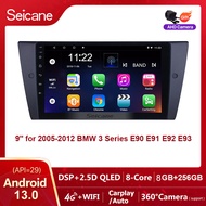 Seicane 9 นิ้ว QLED หน้าจอสัมผัส Android 13.0 รถวิทยุหัวหน้าหน่วยสำหรับ 2005-2012 BMW 3 Series E90 E