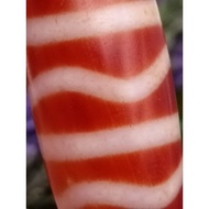 💥Ready Stock💥 39.1mm x 14.8mm ✨证书✨ 红血丝 水纹天珠 水代表财 财源滚滚 Red Veins Blood Veins Water Wave Dzi Fortune W