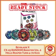Beyblade X CX-05 Hells Reaper Ratchet 4-70 Bit K Kick Rhino Charge 4-55 Dot Random Booster Set Vol 6