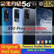 【Original Ready Stock】New X50 Pro+ Smartphone 7.0 inch Full Screen 24MP + 48MP Camera Handphone 8GB/12GB RAM+256GB/512GB