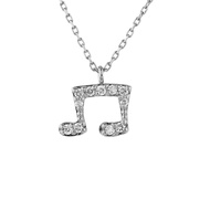Michael Trio Mini Beamed 8th Beamed Note Diamond Pendant in 14k White Gold (0.12ct. tw.)