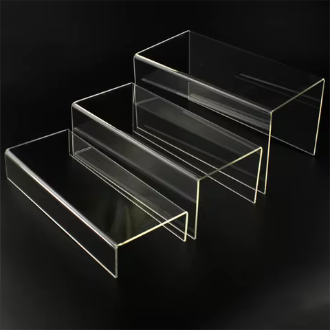 Acrylic Display Risers,Clear Rectangular Tabletop Display Stand for Amiibo Funko POP Figures,Collect