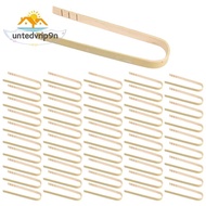 50Pcs Tongs Disposable Cooking Utensils Mini Bamboo Tongs Natural Toast Tongs for Cooking