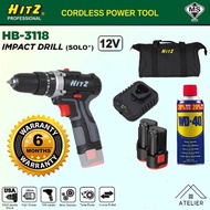 [READY STOCK] [SIRIM] HITZ CORDLESS IMPACT DRILL 12V (HB-3118)