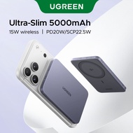 【Ultra-thin】UGREEN Magnetic Wireless 15W 5000mAh Fast Charging Power Bank USB-C 20W Compatible With 
