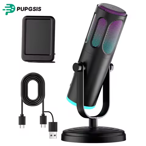 PUPGSIS USB PC Microphone, Gaming Mic for Streaming, Podcast, Twitch, YouTube, Discord on Mac&Window