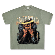 เสื้อยืดคอกลมแขนสั้นพิมพ์ลายฮิปฮอป Juice Wrld ทรงหลวม ผ้าฝ้ายระบายอากาศได้ดี ฤดูร้อน 2022 แบรนด์ BCG