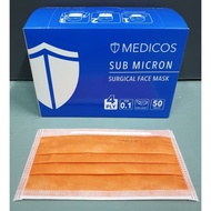 Medicos Sub Micron 4 Ply Surgical Mask Orange Ear Loop 50’s