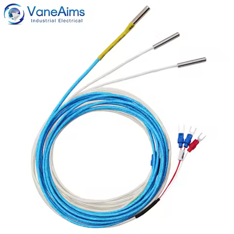 30mm Small Probe Thermocouple VaneAims Type K J PT100 0-600℃ 0.5/1/2/3M Braided Shielded Wire Sensor