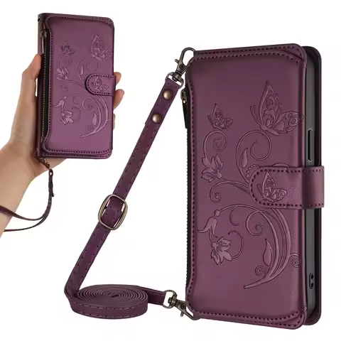 Hand Strap Wallet Case For Samsung Galaxy Note 20 Ultra 10 Plus 9 8 Crossbody Leather Lanyard 6 Card