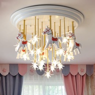 Girls children's room chandeliers Carousel Princess bedroom chandeliers Children's room ceiling lights LED ceiling lights cute bedroom lamp