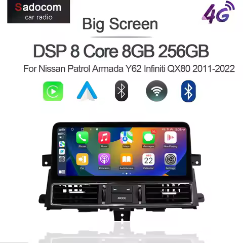CarPlay Android 14 Car Multimedia Video Player Radio GPS Navigation 4G WiFi For Nissan Patrol Armada