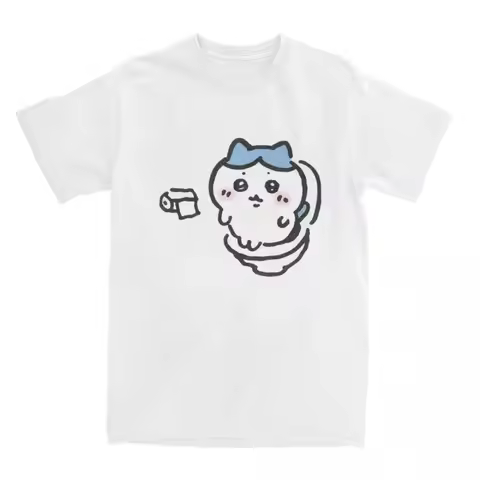 Chikawa Toilet Time T-shirts Women's Round Neck short-sleeved Summer Comfortable Popular Unisex over