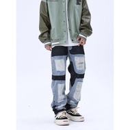 baggy jeans men y2k baggy jeans y2k jeans Vibe Hip-Hop National Trendy Unique Stitching Ripped Strai