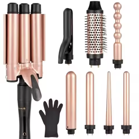 8 in 1 Curling Iron Set with Ceramic Curlers for All Hair Types 0.35-1.25 Interchangeable Wands Curl