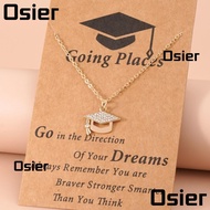OSIER1 Clavicle Chain, Graduation Band drill Pendant Necklace, Fashion Graduation Cap Card Alloy Graduation Jewelry Students