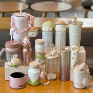 2025 China Starbucks Cup Autumn Series - Cute Parrot Double Drinking Mouth Stainless Steel Straw Cup