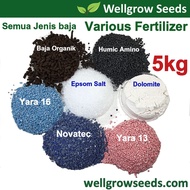 5KG Range of Fertilizer (Baja Pelbagai Jenis) 各种肥料 (Baja Yr, Epsom salt, Baja Organik Tahi Ayam)