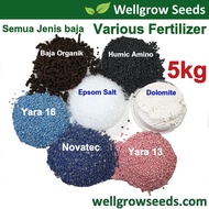 5KG Range of Fertilizer (Baja Pelbagai Jenis) 各种肥料 (Baja Yara, Epsom salt, Baja Organik Tahi Ayam)