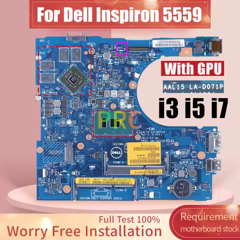 For Dell Inspiron 5759 5459 5559 Laptop Motherboard LA-D071P 0YVT1C 086V8H 0PX6JH 0F1J0W 0VYVP1 I3 I