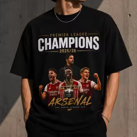 Arsenal Champions Tshirt Saka Tee Odegard Tee Arsenal Fan T-shirt 2026 Summer New Men Women Street Y