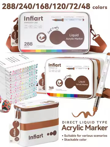 Soft-Tip Direct Liquid Acrylic Marker Set, Available in 48/72/120/168/240/288 Colors, All Sizes Avai