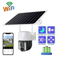 Solar CCTV 2 เลนส์ V380 Pro ซูมได้ไกล10เท่า 4G Sim Card/WiFi กันน้ำกลางแจ้ง IP Camera Auto Tracking 
